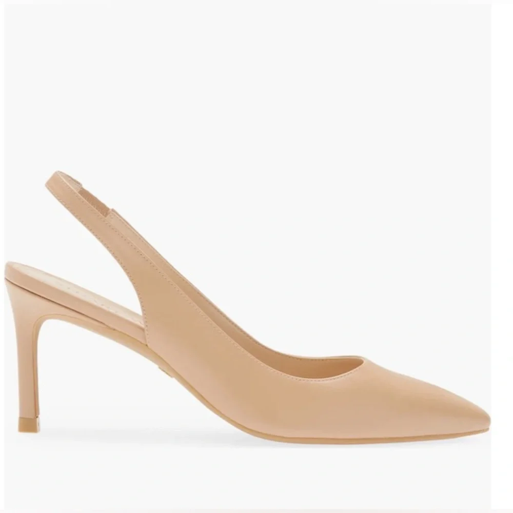 NIB $375 Stuart Weitzman Linsi Pointed Toe Slingback Pump, ADOBE, size 12! - Picture 3 of 7